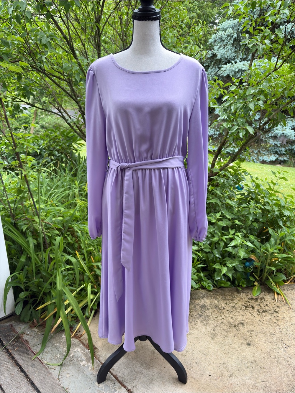 SHEIN Lilac Long-Sleeve Belted Women’s Dress